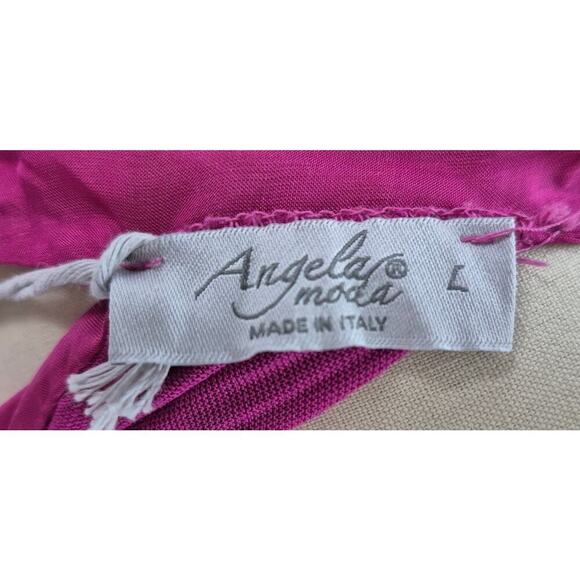 Angela Moda NWT Italian Silk Blend Halter Neck Maxi Dress Fuchsia Pink L - Picture 6 of 8